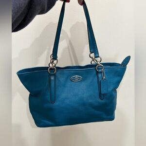 COACH Chicago Ellis Tote Bag 33961 Pebbled
Leather Teal Silver Hardware